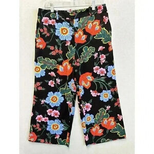 ANN TAYLOR Women's Petite Size‎ 8p Funky Floral Summer Wide Leg Cropped Pants